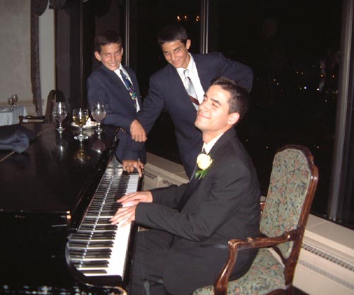 Steve playing piano at his sisters wedding.