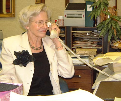 Grandmother working.