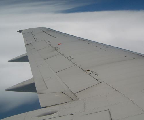 View from an airplane window.