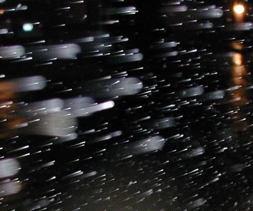 Rain at 45 mph in the car.