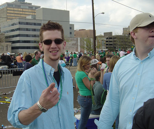 Derek at the St. Patrick's day parade.