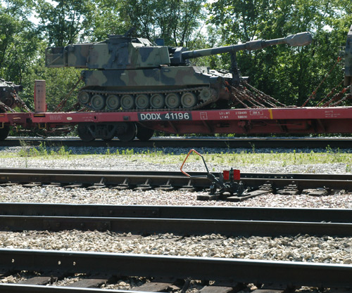 Tank on a train.